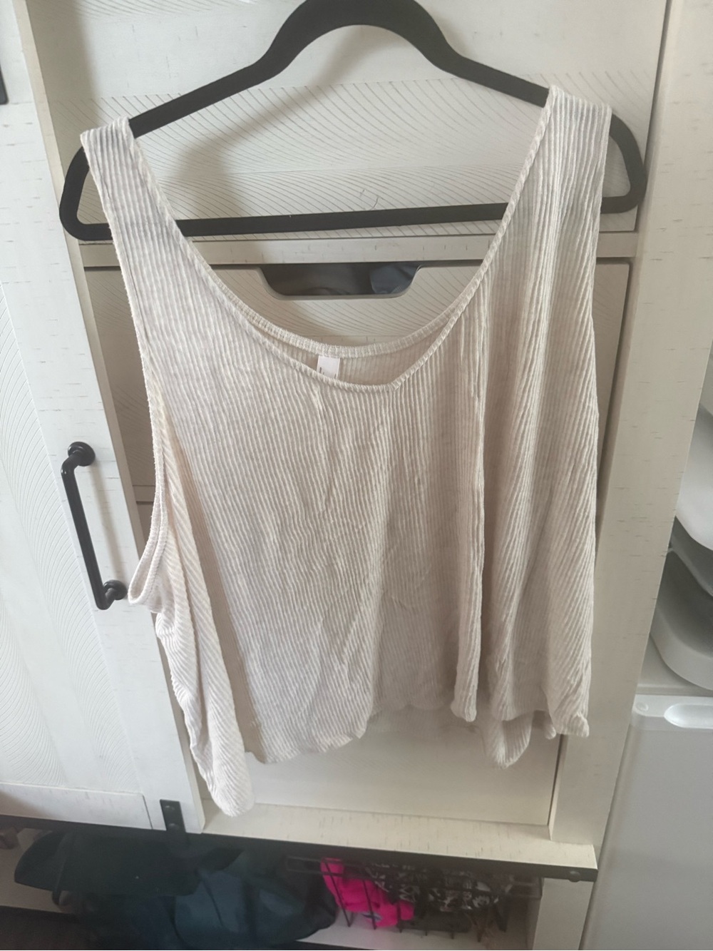 Auden Ribbed Sleeveless Tank Top in Light Beige NWOT